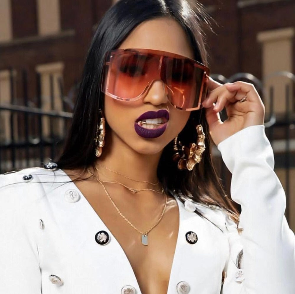 Luxury Oversized Women Gradient Rimless Metal Frame Sunglasses