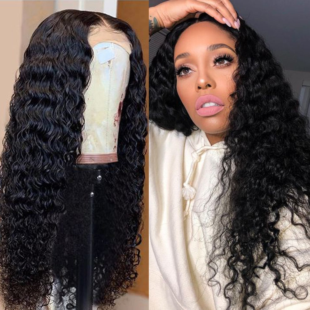 Deep Wave Brazilian 4x4 Lace Frontal Virgin Human Hair Wig