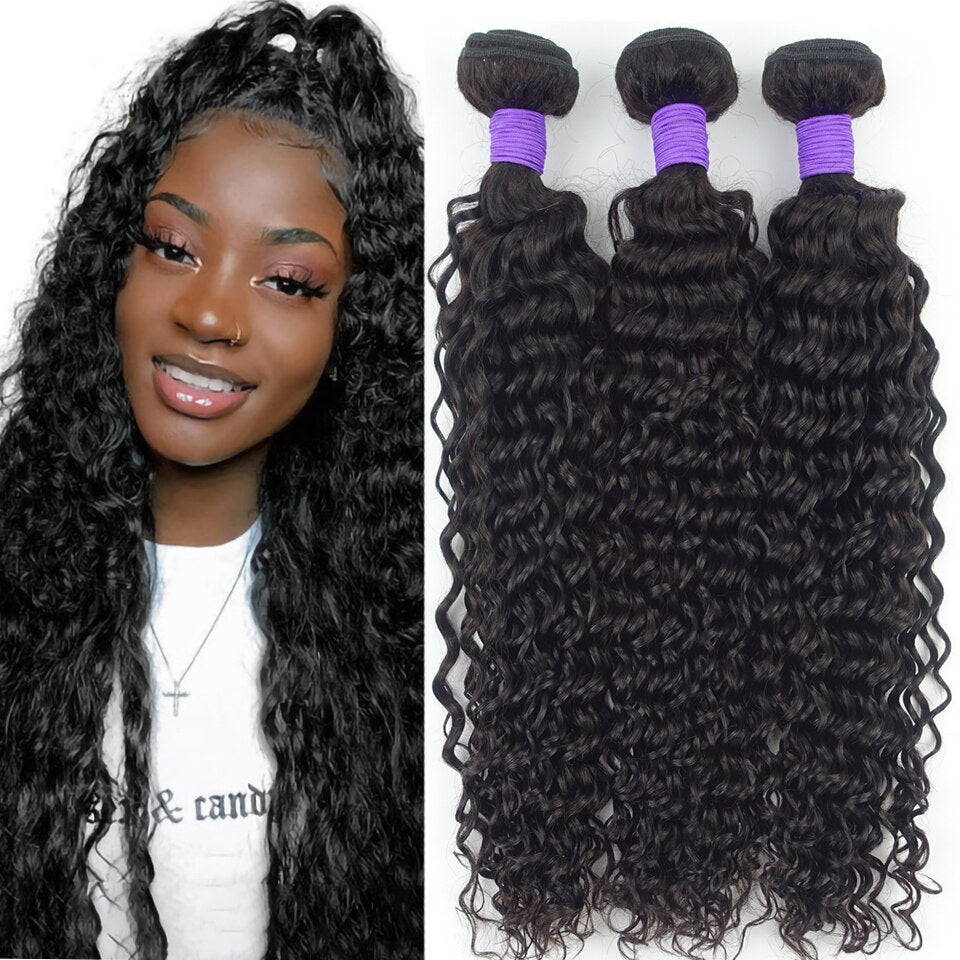 Malaysian Virgin Deep Wave Human Hair 3 Bundles For Hair Weaves Natural Color Remy Extensions