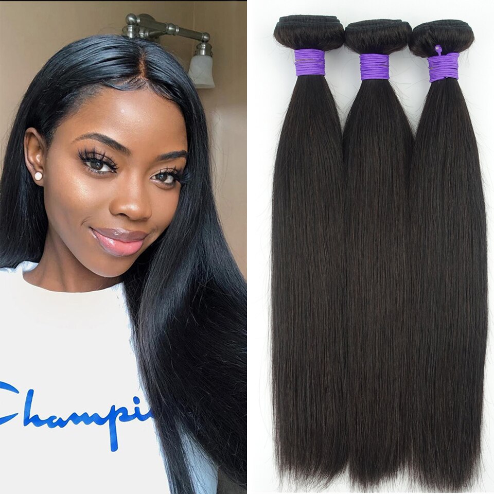 Peruvian Virgin Straight Hair 3 Bundles Remy Human Hair Natural Color Extensions